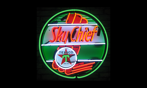 Texaco sky chief neon logo sign